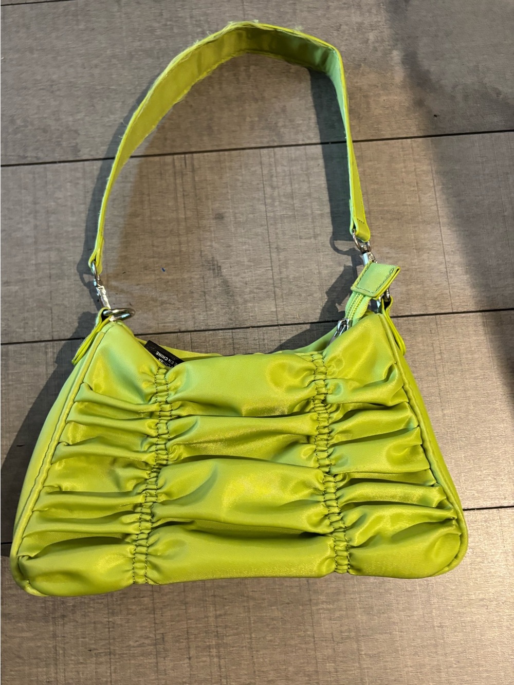 2 for $10- Y2K Women’s Mini Lime Green Shoulder Bag with Ruffled Front